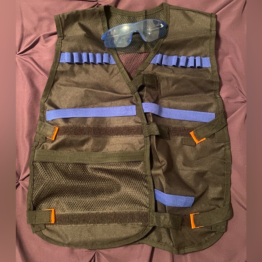 🖤 Black Tactical Nerf Gun Vest and Safety Glasses 🖤